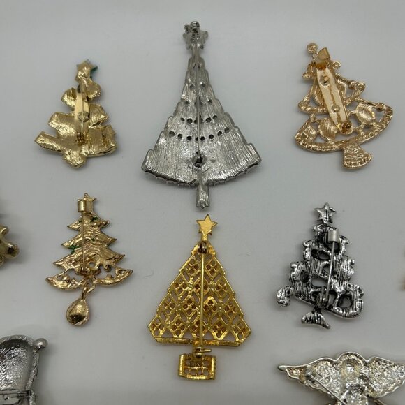 Christmas Brooch Tree Pin Radko Eisenberg Monet Claiborne Both Vintage Modern - Picture 15 of 16